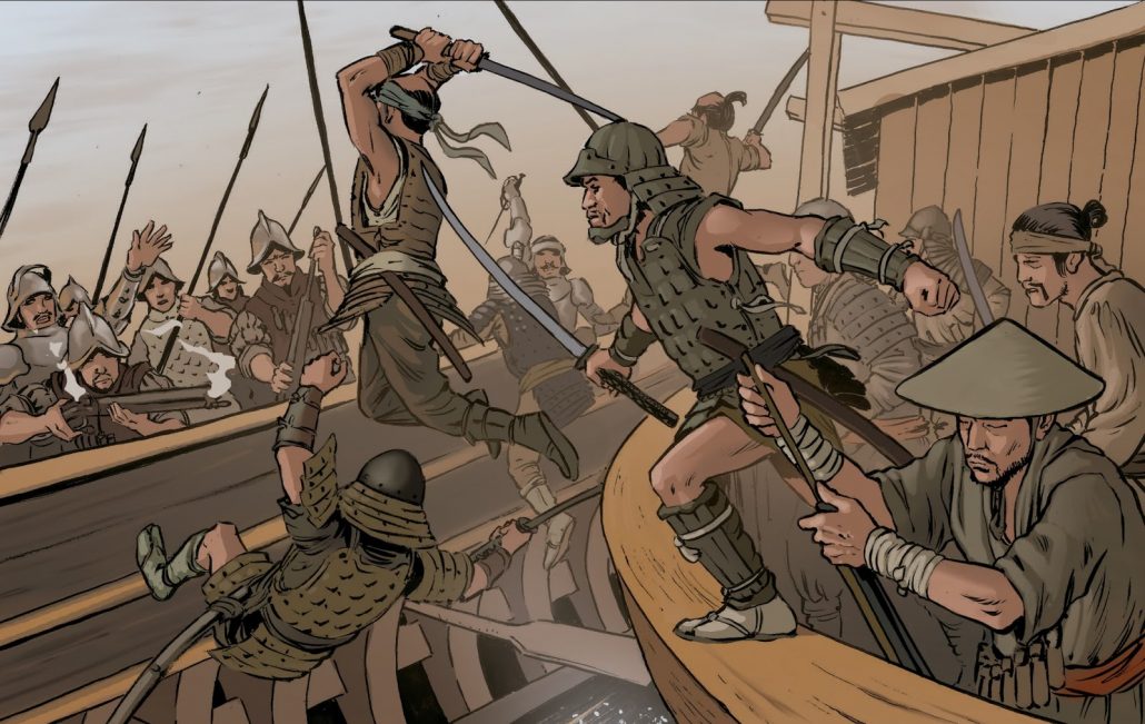 The victory of the Spanish knights over the samurai